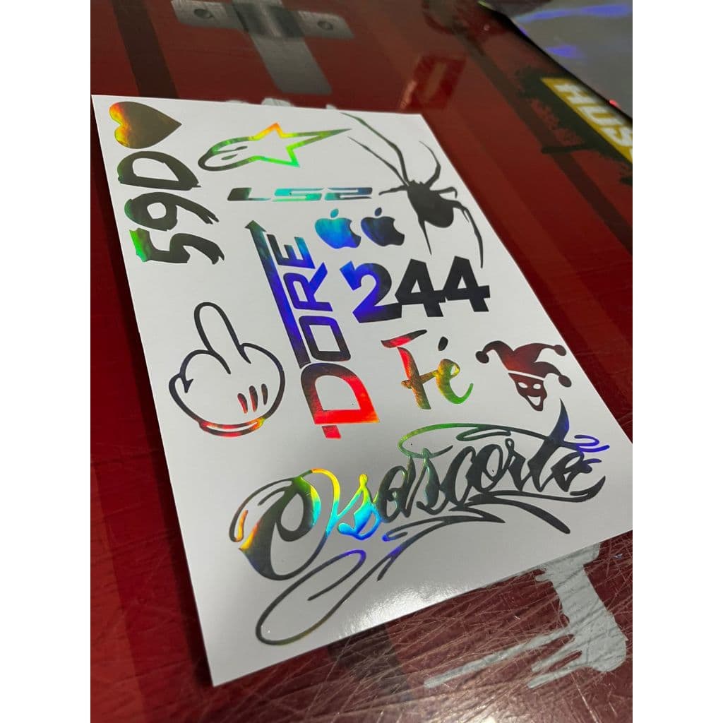 Adesivo Holográfico LS2 Osascorte  Fé Aranha Dore 59D 244 Moto Carro - kit 12 adesivos