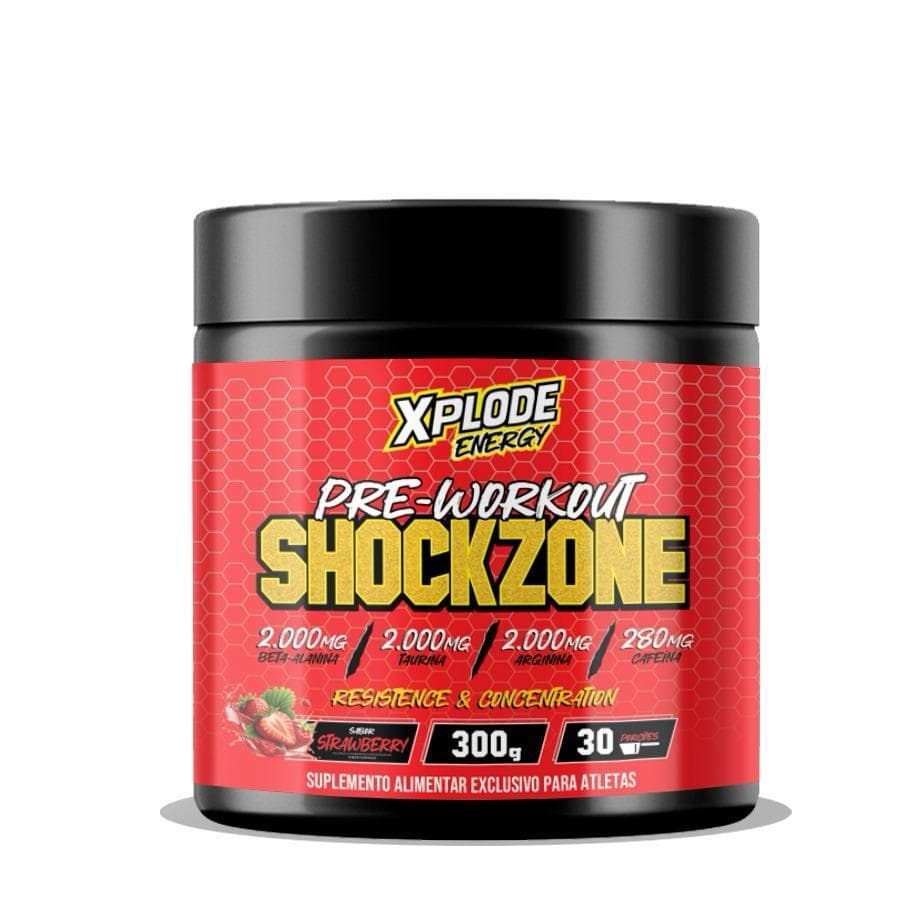 Pre Workout Shockzone 300g Morango Pré Treino - Inprofar