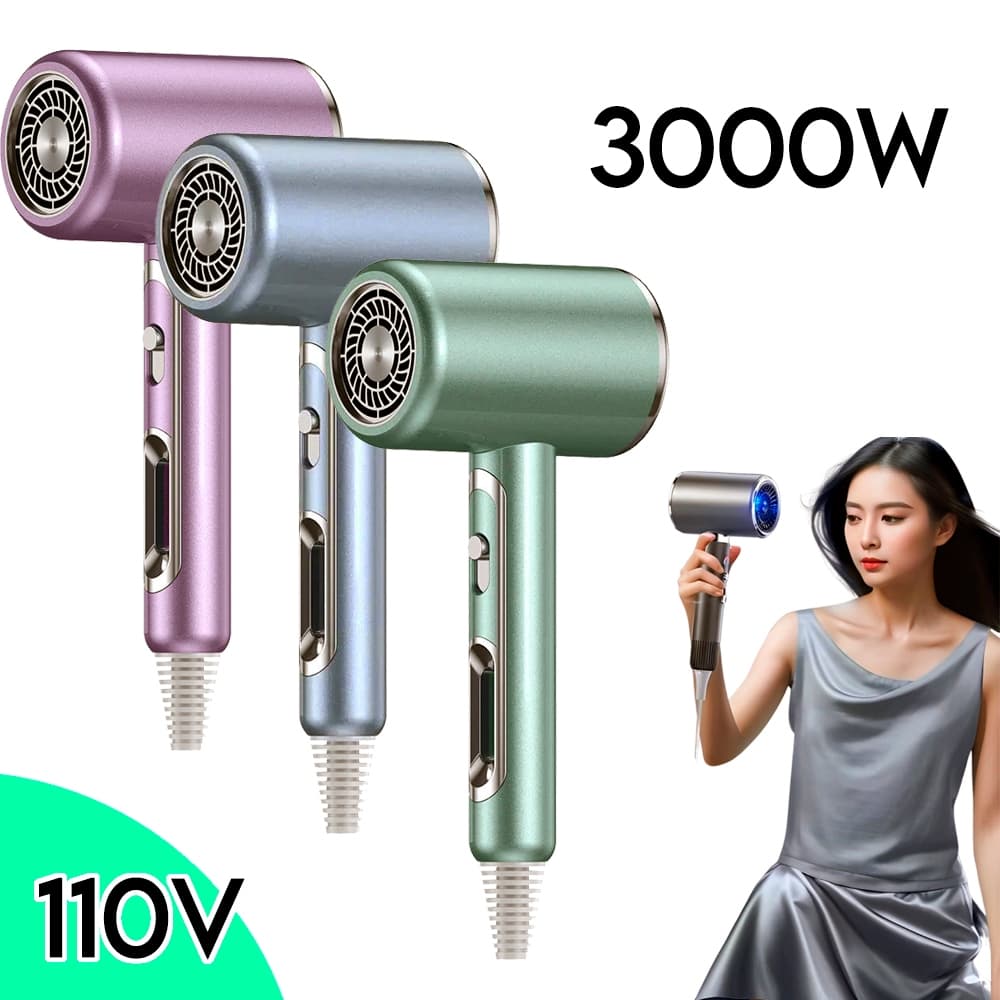 Secador de Cabelo Profissional Secagem Rápida 3000W 110V C/ Bocal Ar Quente e Frio