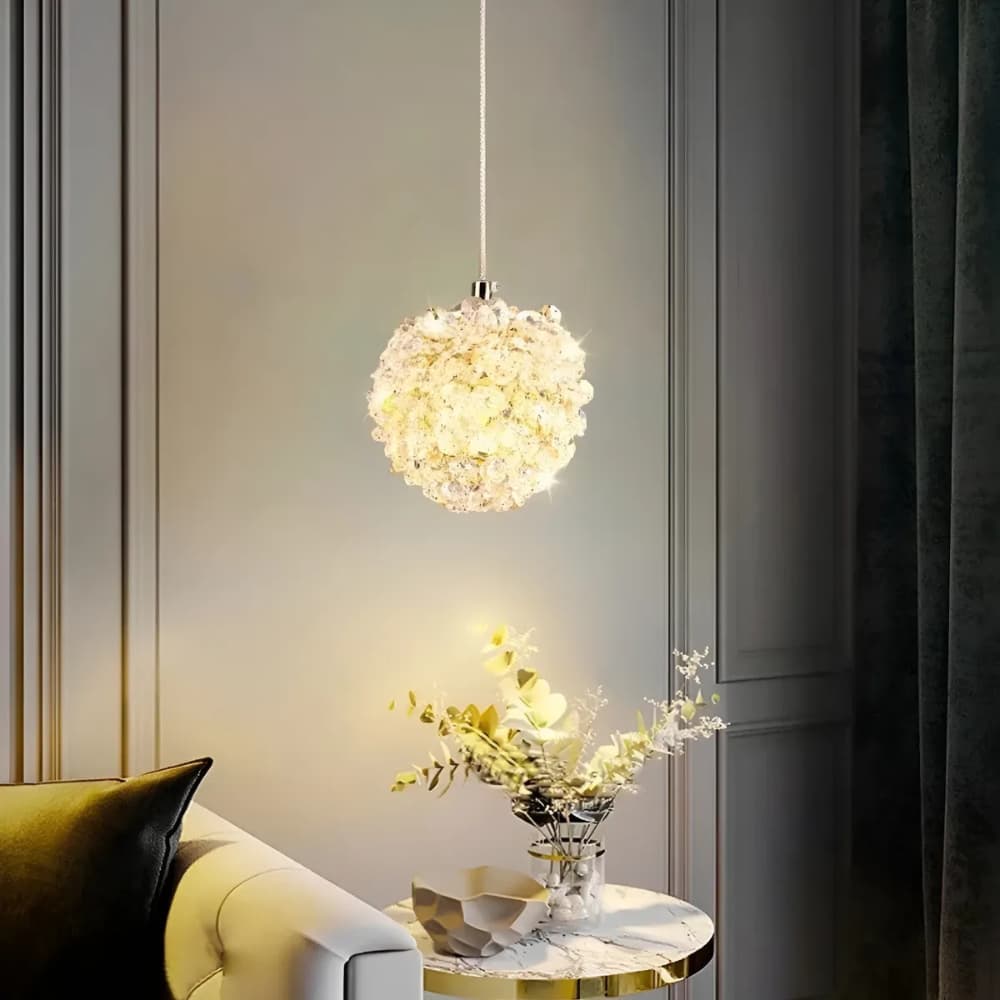 Lustre Pendente Globo Cristal Brilhante 3w LED 3 Cores Gold Bivolt Luminária Elegante