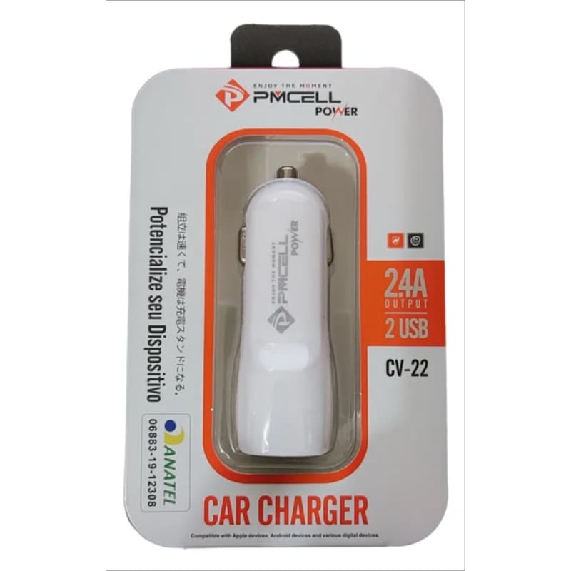 Carregador Veicular PMCELL Power 2.4a Dual 2 Usb Carregamento Rápido