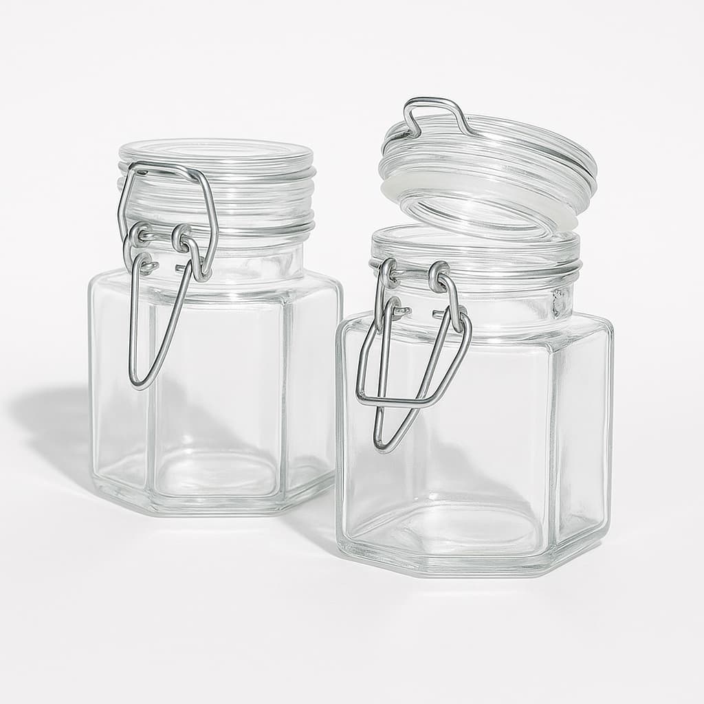 Kit 02 Unidades Pote Hermético Porta Tempero Condimentos Sextavado 90mL