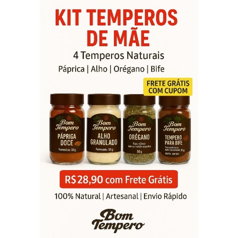 KIT TEMPEROS DE MÃE – BOM TEMPERO | 4 Temperos Naturais Artesanais