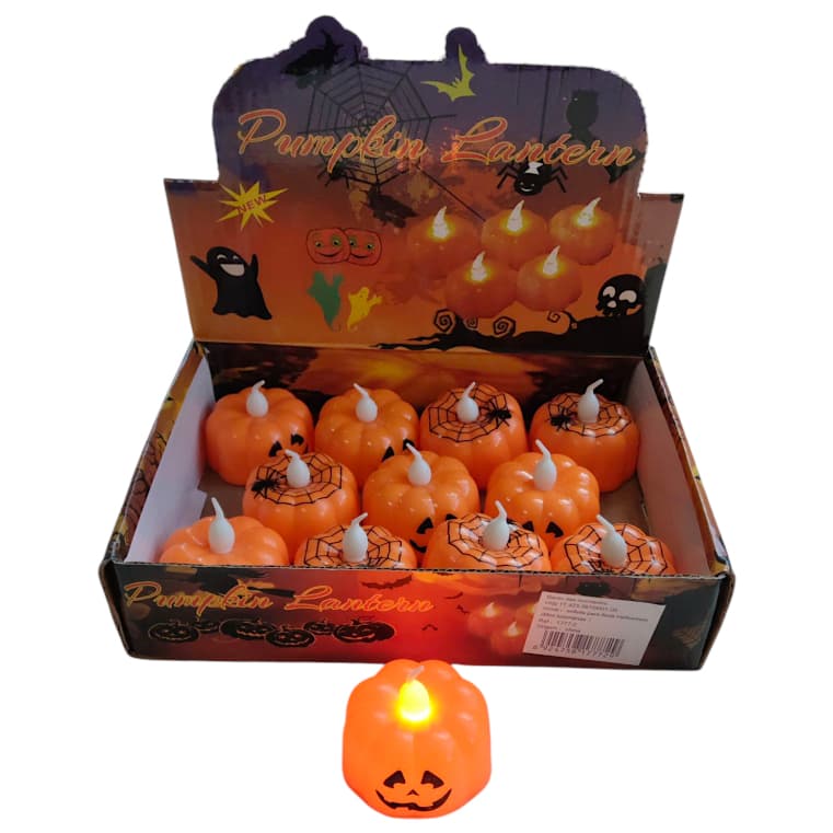 Kit 12 Mini Luminária Vela Led Abóbora Decoração Halloween Decoração Assustador Bruxas Aranha