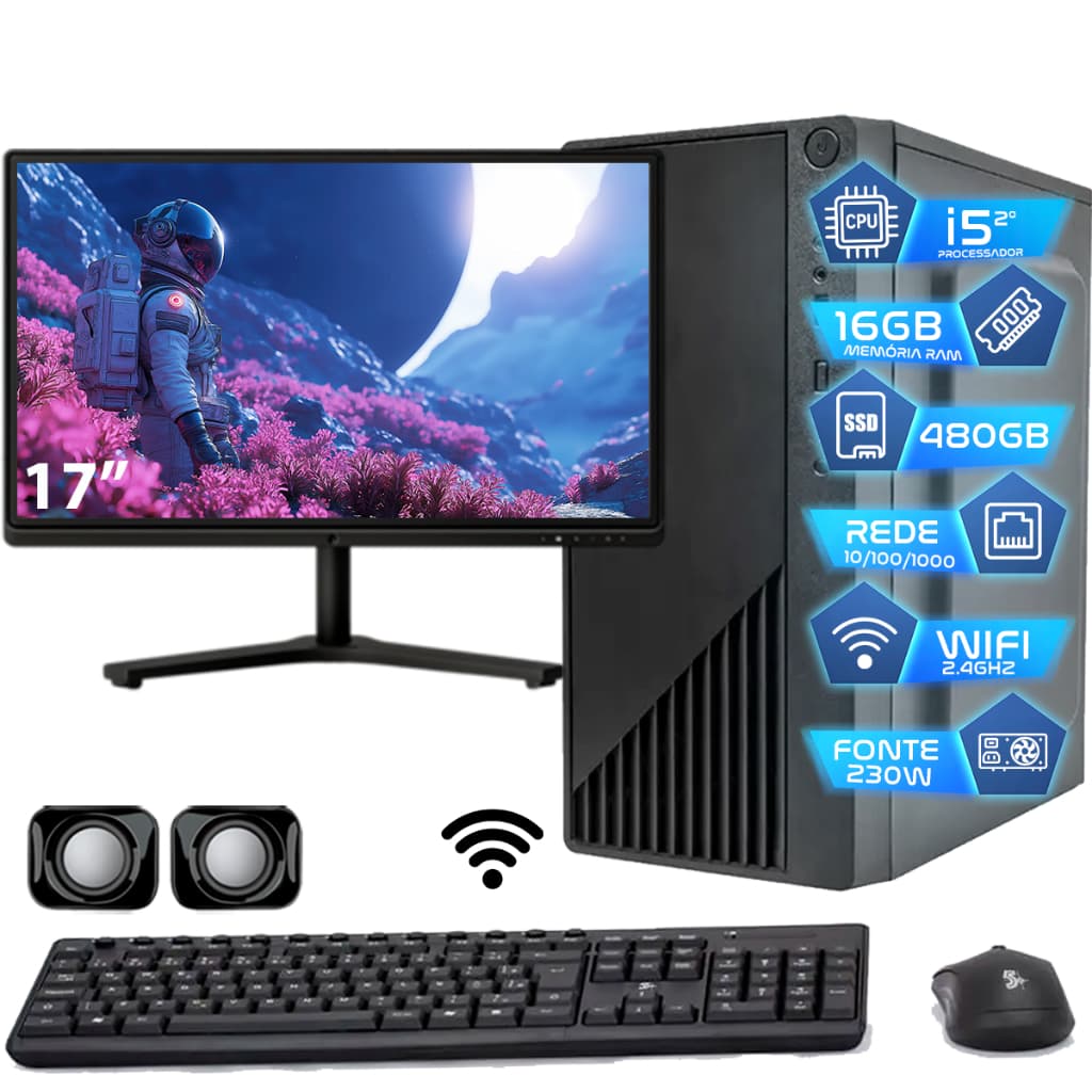 Computador Intel I5 Ssd 480gb 16gb Memória Ram Monitor 17