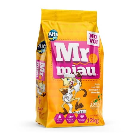 Areia Sanitária Higiênica Para Gatos Mr. Miau Pacote de 12kg
