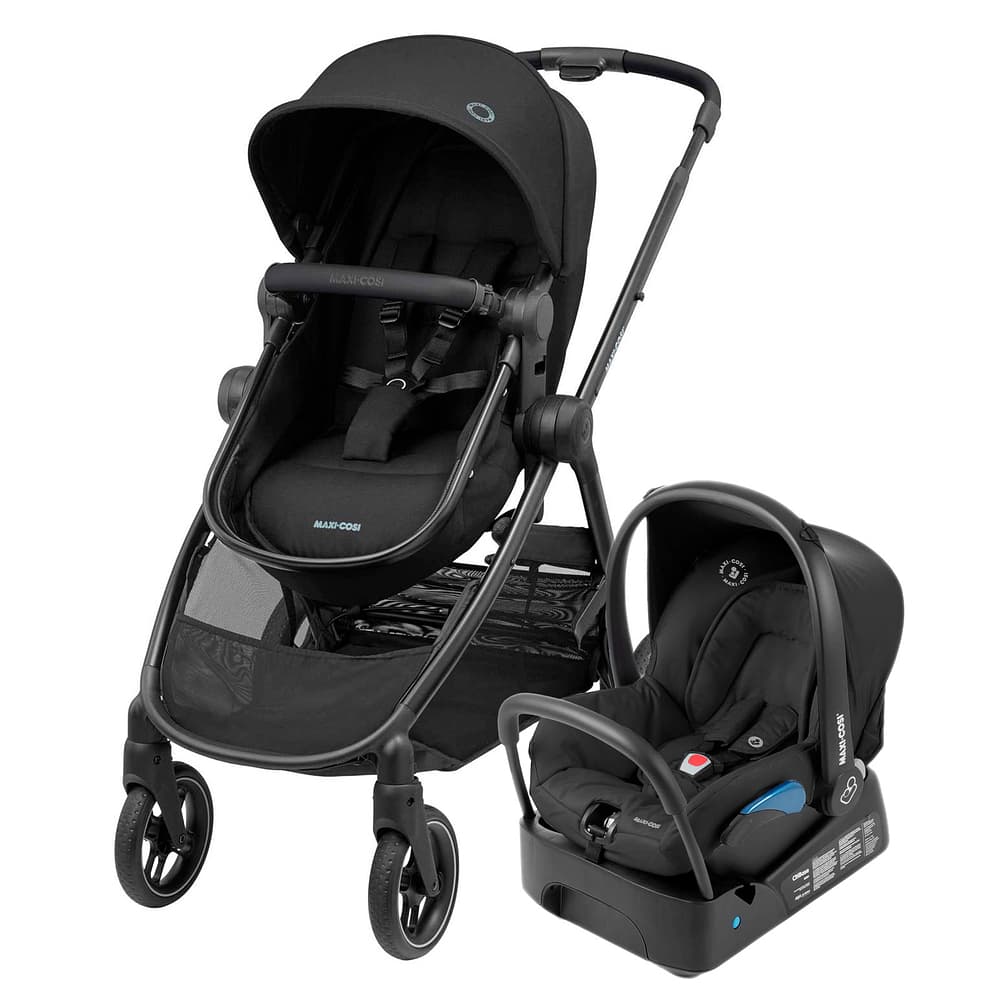 Carrinho de Bebê Anna³ cor Black com Bebê Conforto e Base Maxi Cosi