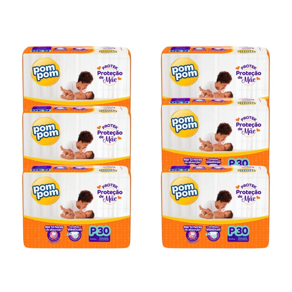 Kit 6 Fralda Infantil Pompom Derma Protek Atacado