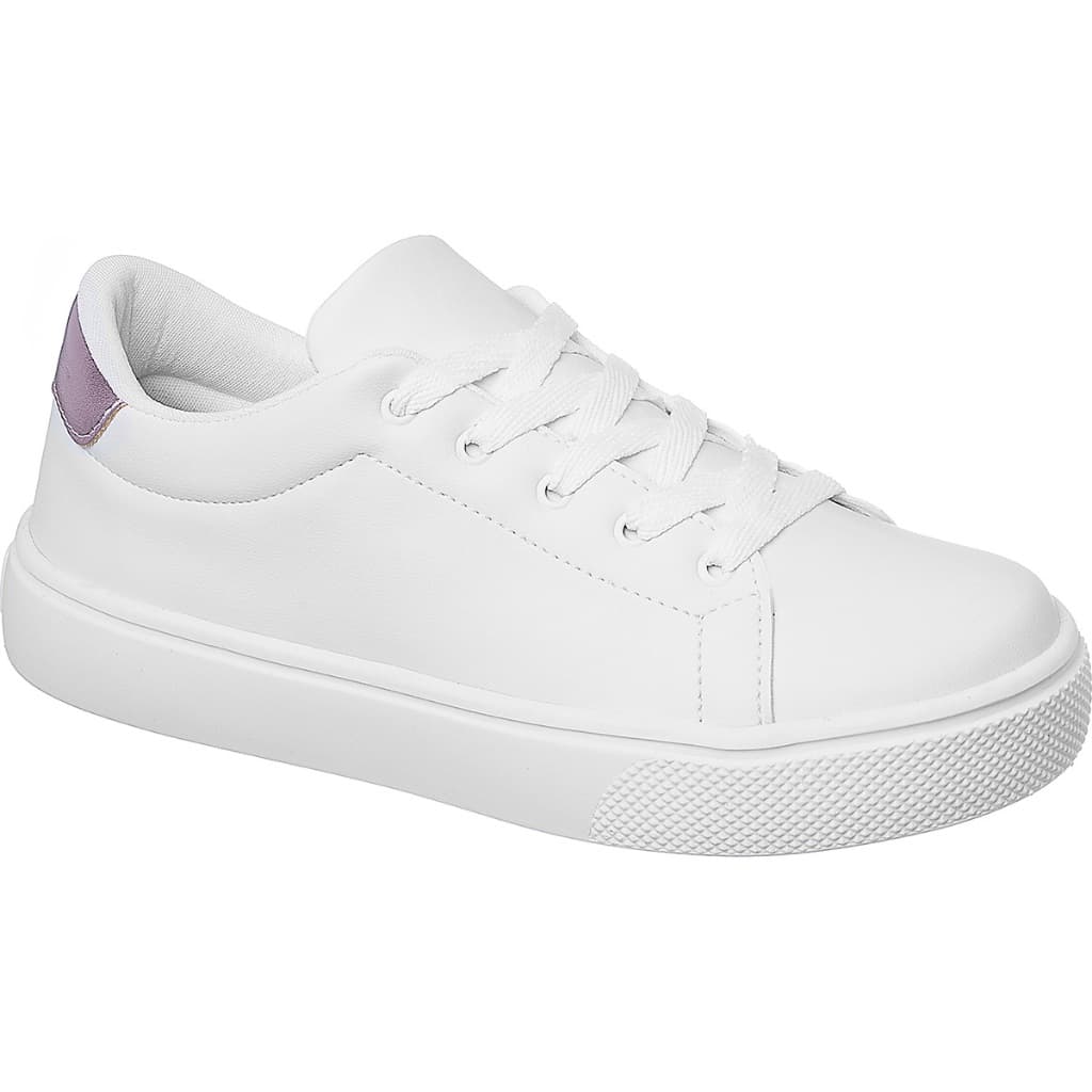 Tênis Casual Feminino Branco Rose Cadarço Leve e Confortável Calce Fácil Naty Shoes Caminhada