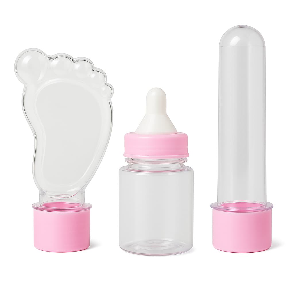 Kit 30 lembrancinhas -10 Tubetes 13 cm 10 Mamadeira e 10 Tubete Pezinho - tubet Pé Chá de Bebe Festa