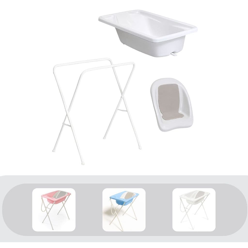 Banheira Para Bebe Menina Galzerano Retrátil Acqua Trio Até 20Kg Cores Com Suporte Dobrável