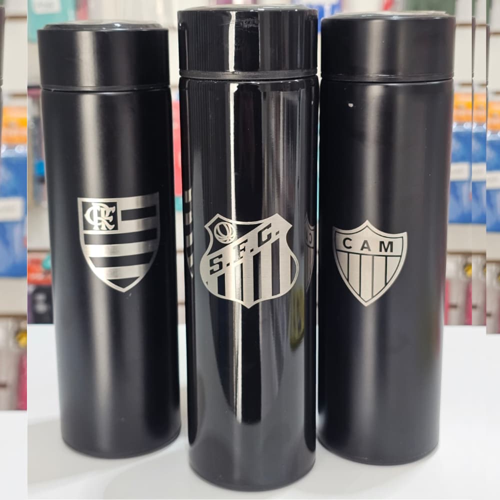 Garrafa termica Termometro Digital inox 500ML Personalizada com Times Brasileiros
