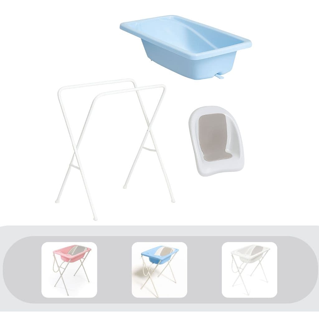 Banheira Para Bebê Galzerano Retrátil Acqua Trio Até 20Kg Cores Com Suporte Dobrável Portátil