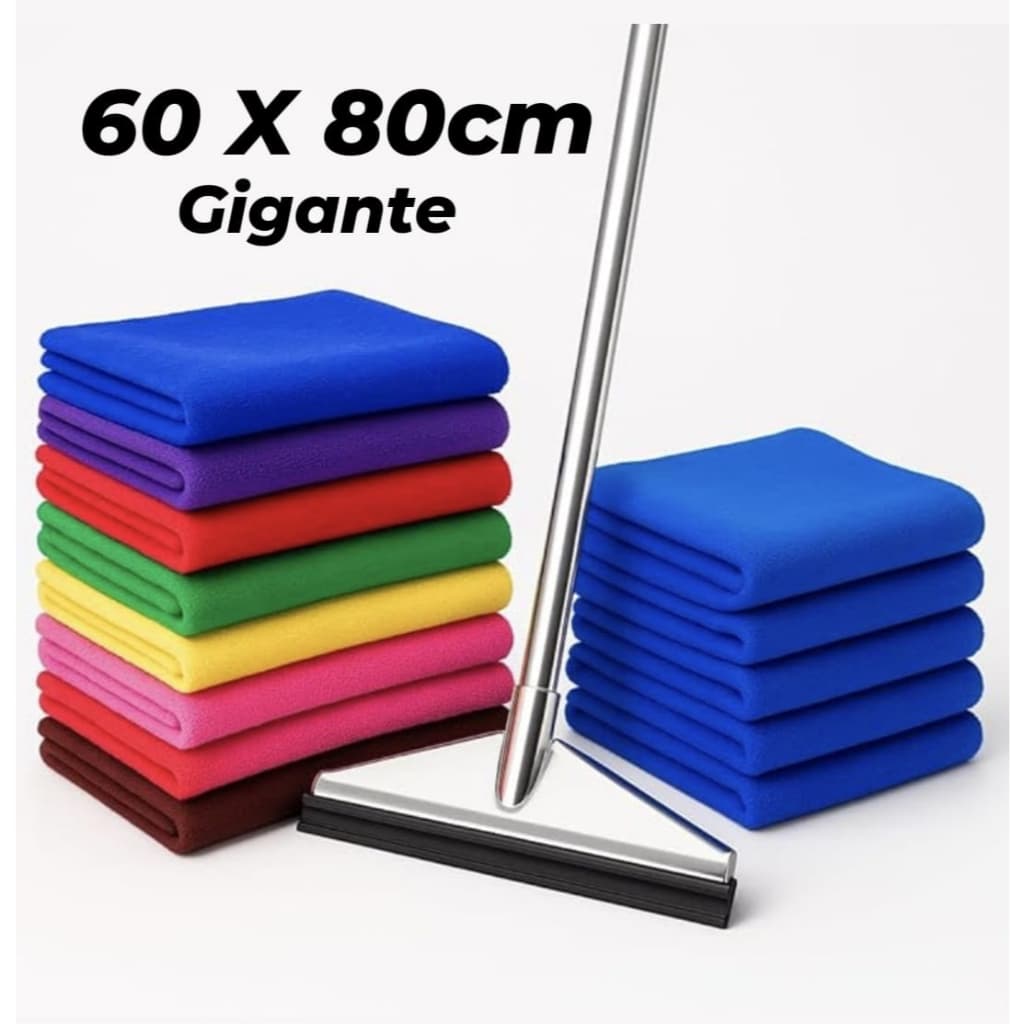Pano de Microfibra Chão Grande Kit com 12 Un Gigante Limpeza Multiuso Casa Vidro Carro Toalha Prato