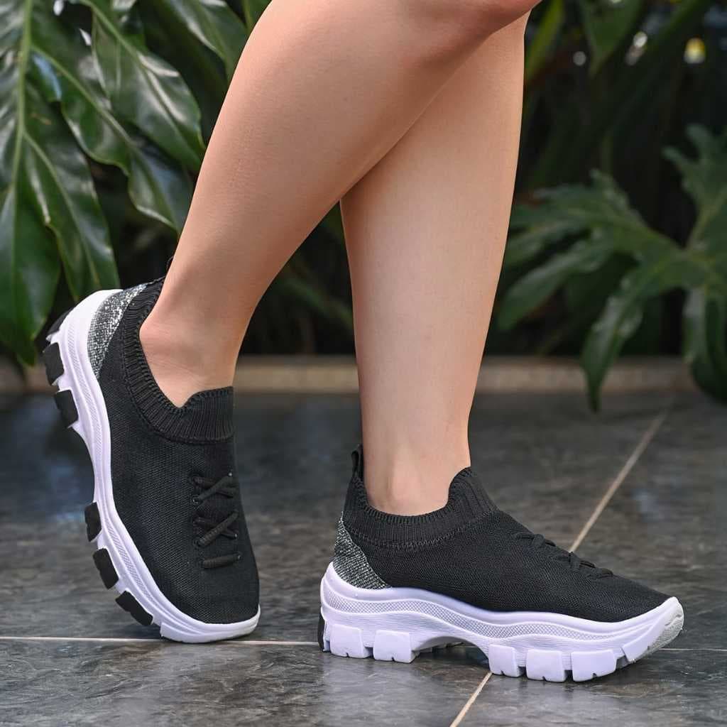 Tenis Femenino Confortavel Sapato Tenis Meia Caminhada Leve