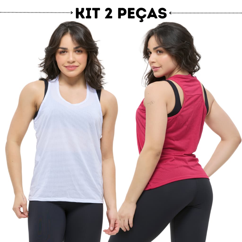 Kit 2 regata feminina dry fit blusa academia fitness corrida treino musculação