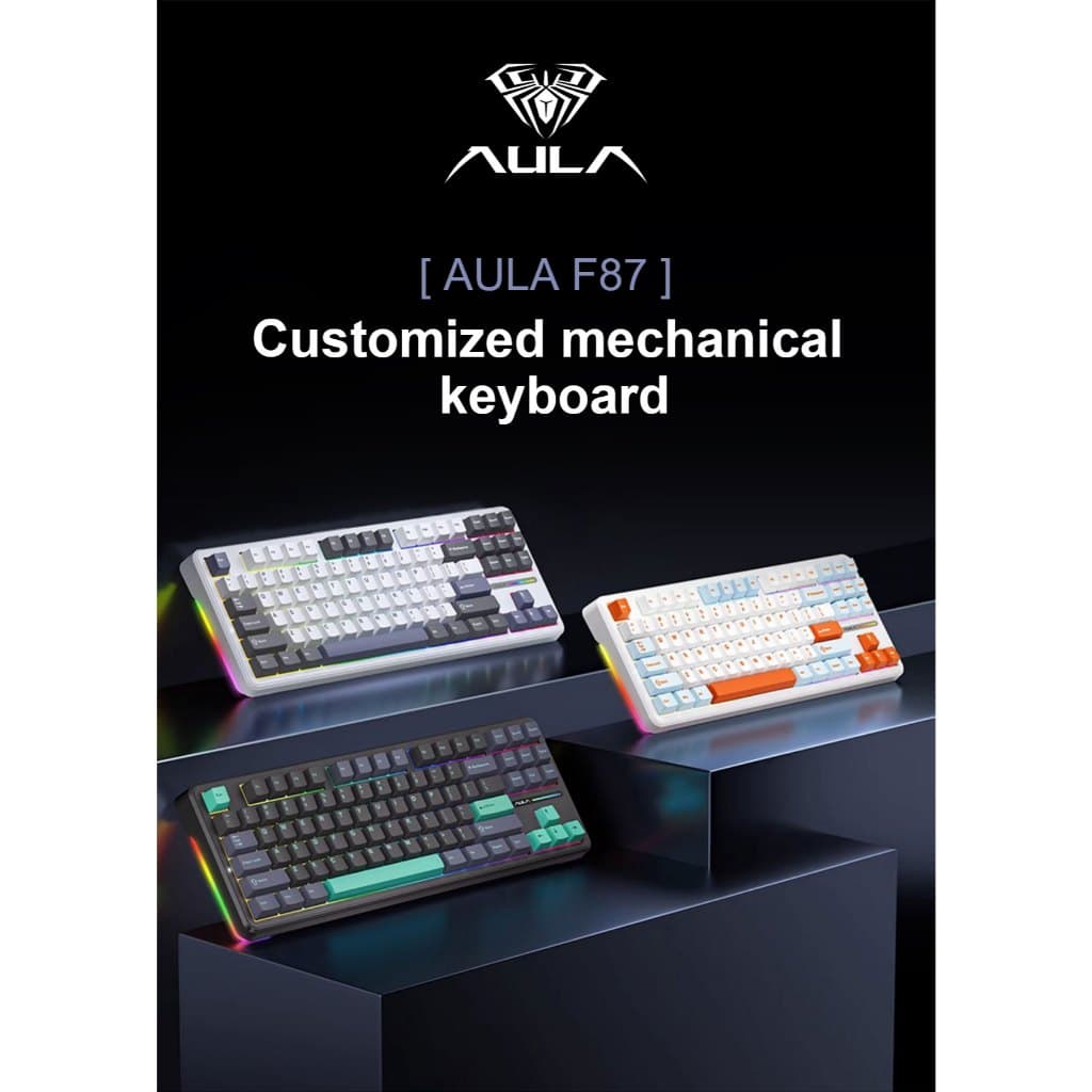AULA F87 Pro Teclado Mecânico Sem Fio Personalizado Tri-mode Layout ANSI/ANBT2