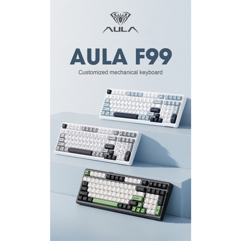 Teclado Mecânico Aula F99 Bluetooth 5.0/2.4ghz Português Brasil