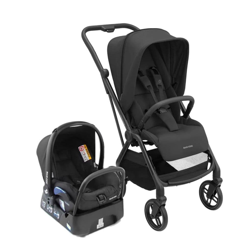 Carrinho de Bebê Leona² Black com Bebê Conforto e Base Maxi Cosi