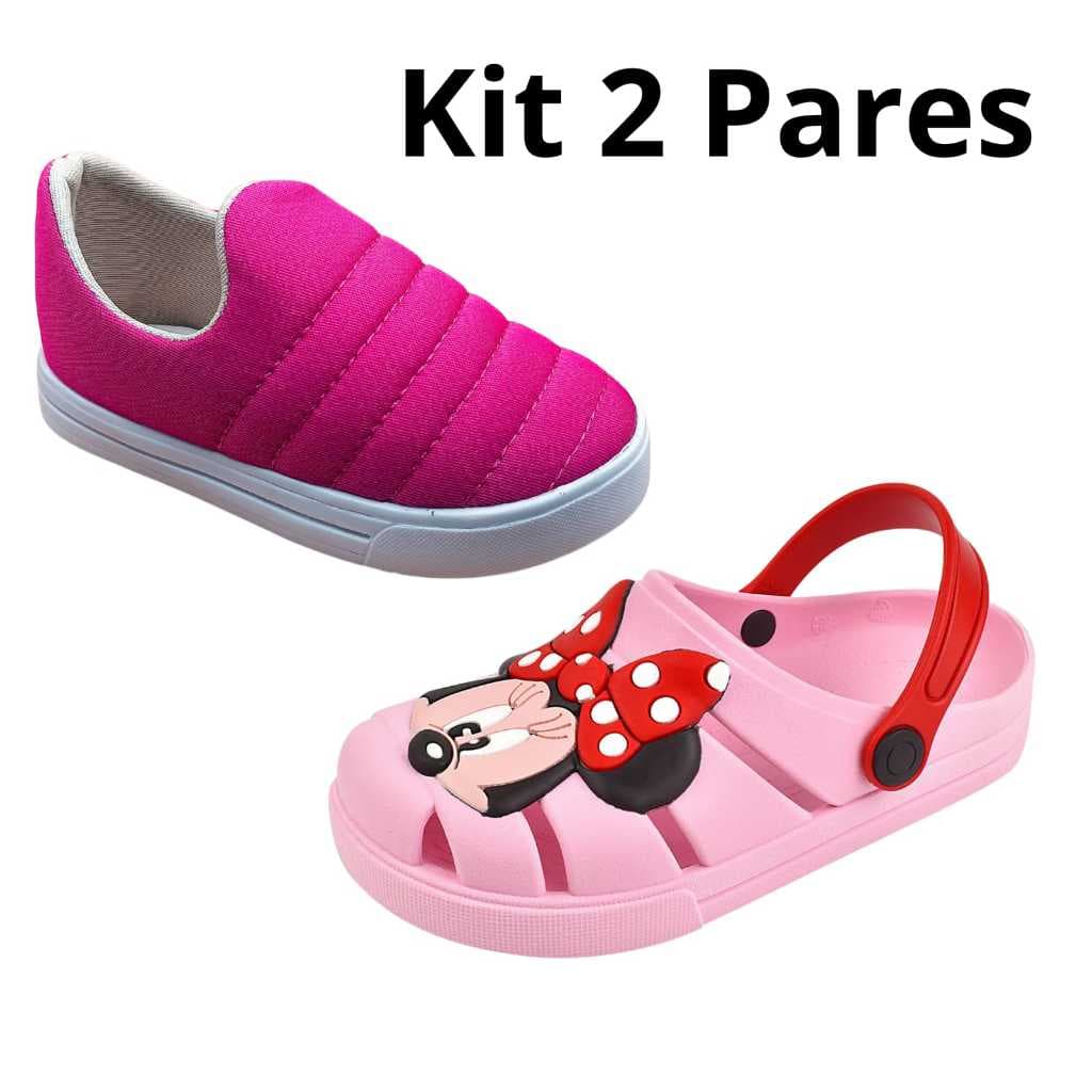 kit com 2 pares de sandália e tenis infantil para meninas. Confortável. Lucks calçados