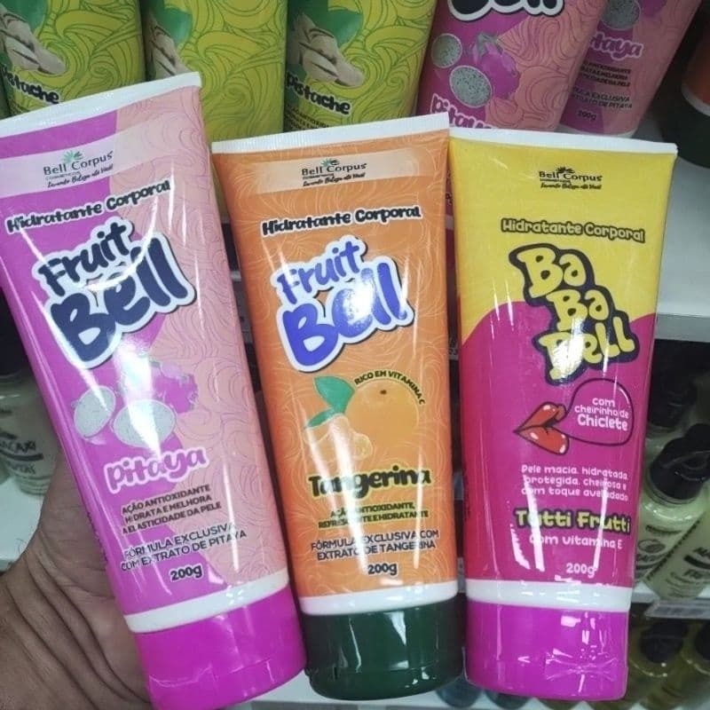 Hidratante Bell Corpus, kit Com 3 Hidratante de pitaya, Tangerina e Tutti frutt 200 gr