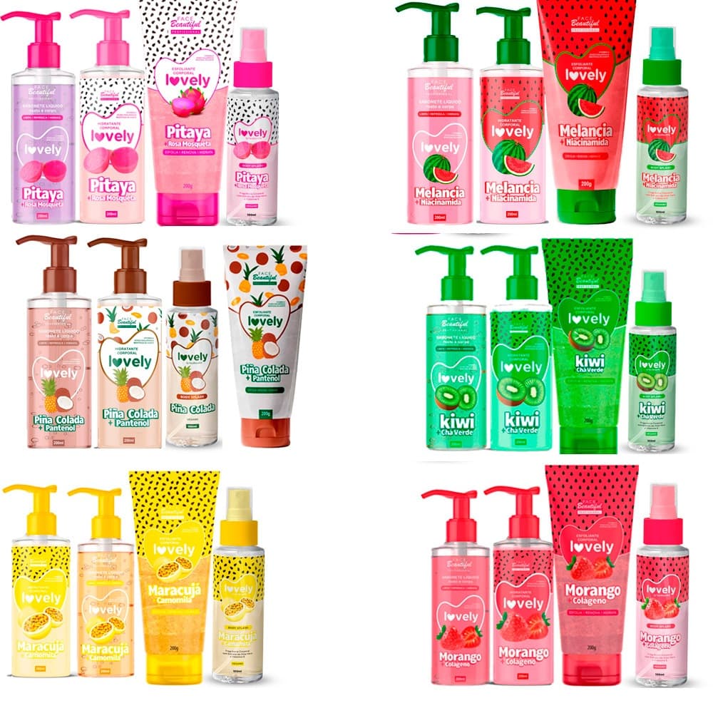 Kit Autocuidado Skincare  Feminino Lovely – Esfoliante  Sabonete Hidratante Body Splash