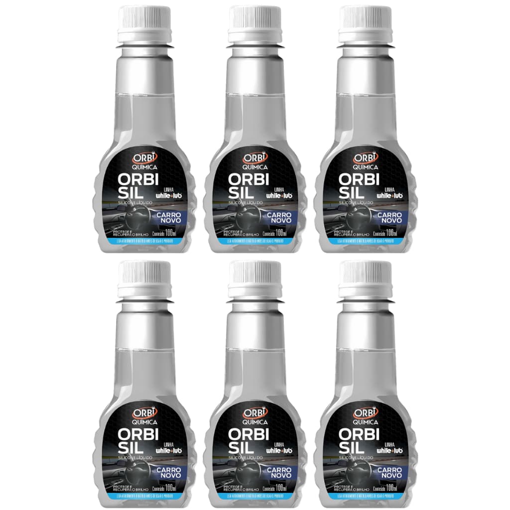 Kit 06 unidades Silicone Liquido 100ml Carro Novo Limpeza Painel Carro