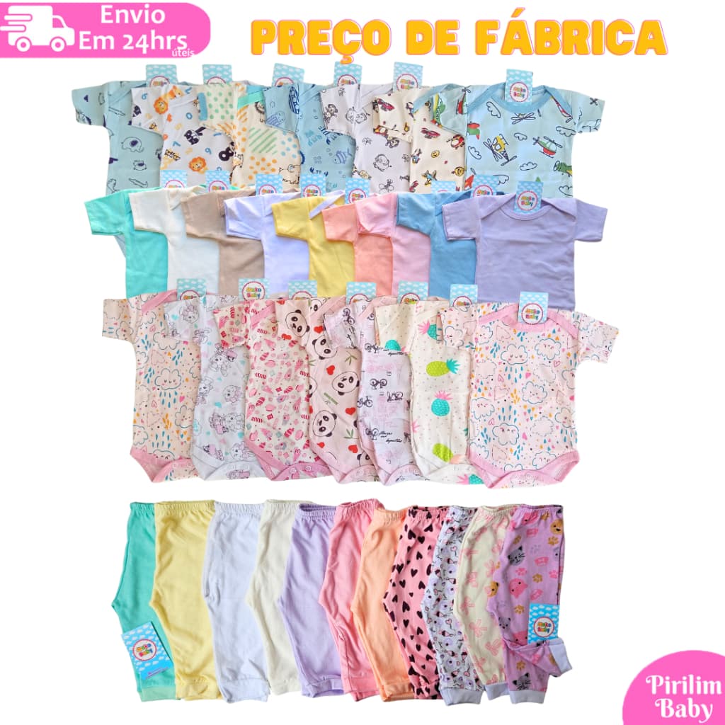 Kit 9 Peças Body Bebe Mijao Bebe Menino ou Menina 100% Algodão Recem Nascido Maternidade