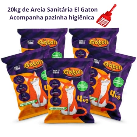 Areia Sanitária para Gatos El Gaton Natural - 20kg Alta absorção