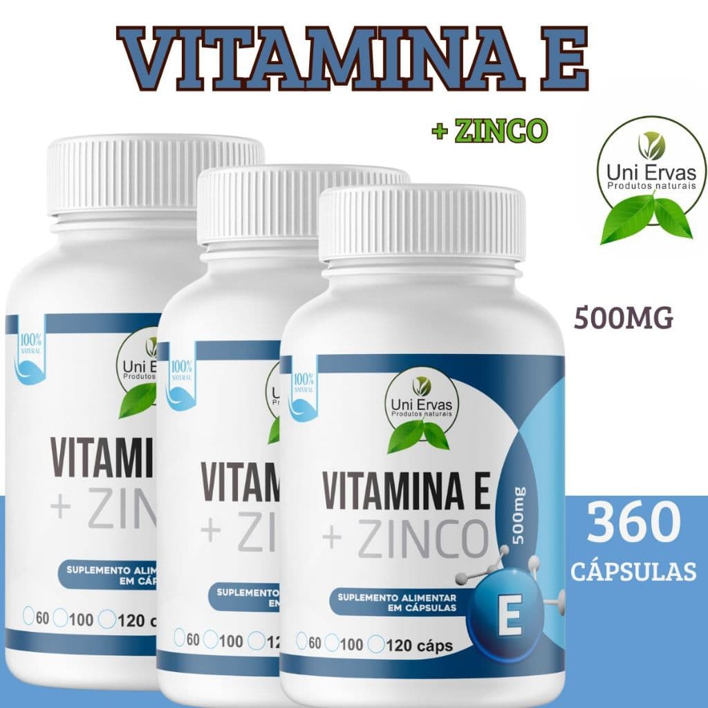 Suplemento Vitamina E + Zinco 120 Cápsulas 500 MG