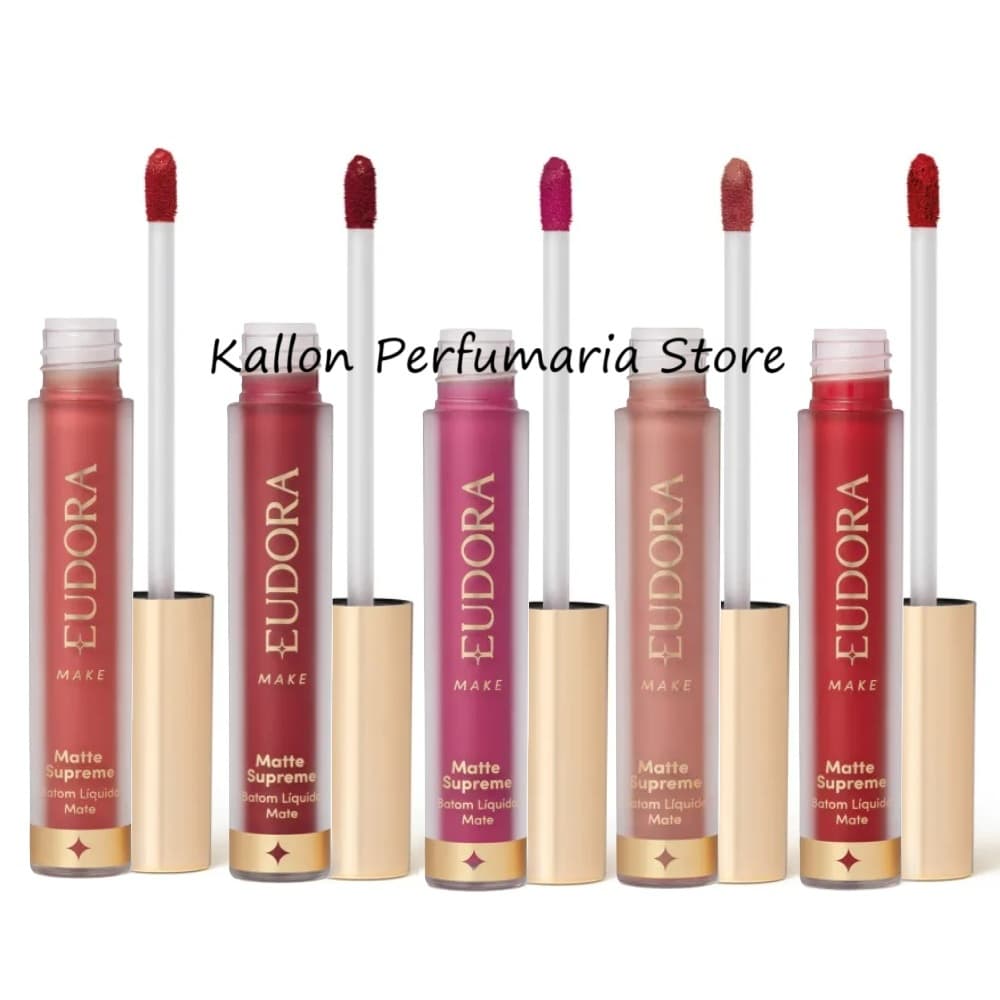 Batom Líquido Matte Supreme 4,0 ml, Eudora, Rosado Suave, Nude Conforto, Fúcsia Valioso, Vermelho Âmbar, Bordô Aveludado