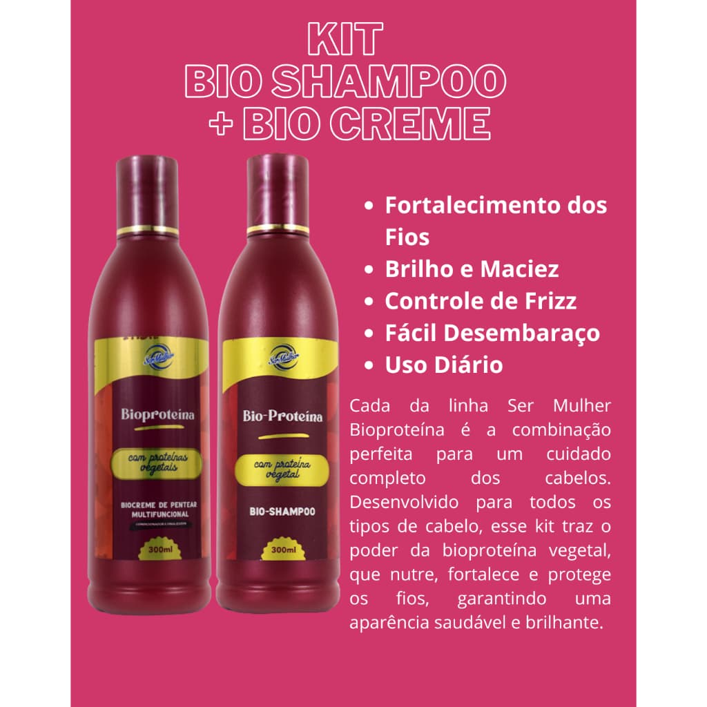 Kit Ser Mulher para Cabelos Orgânicos e Biofibra – Bio Shampoo + Bio Creme Hidratante