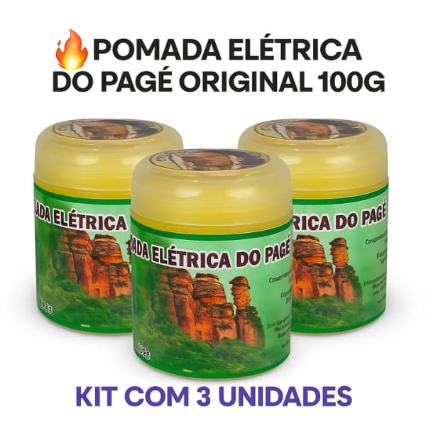 Kit 3 Pomadas Elétrica do Pagé 100g – Forte Contra Dores Musculares Coluna E Inflamações Massagem