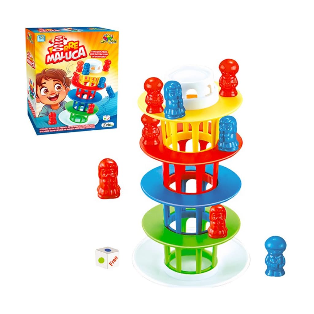 Jogo Torre Maluca Brinquedo Infantil Equilíbrio Família Crianças Divertido