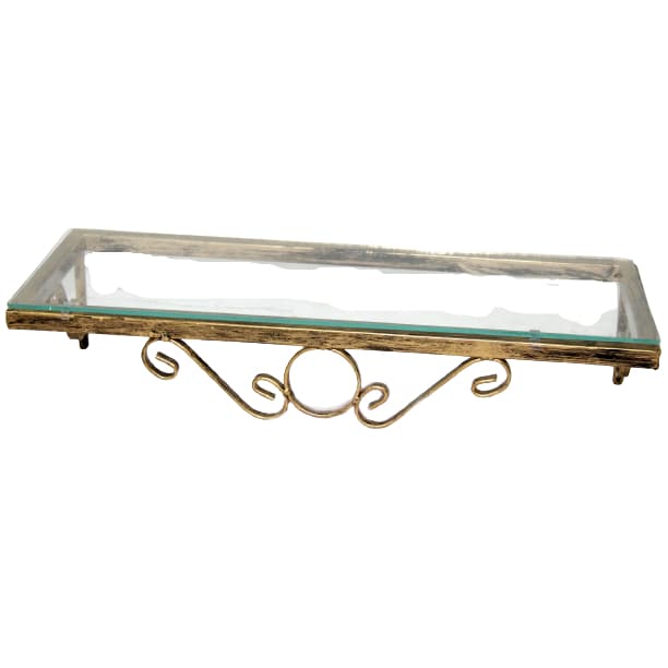 Console de parede retangular 60x25 de ferro ouro velho suporte de parede apardador suspenso com detalhe em arabesco
