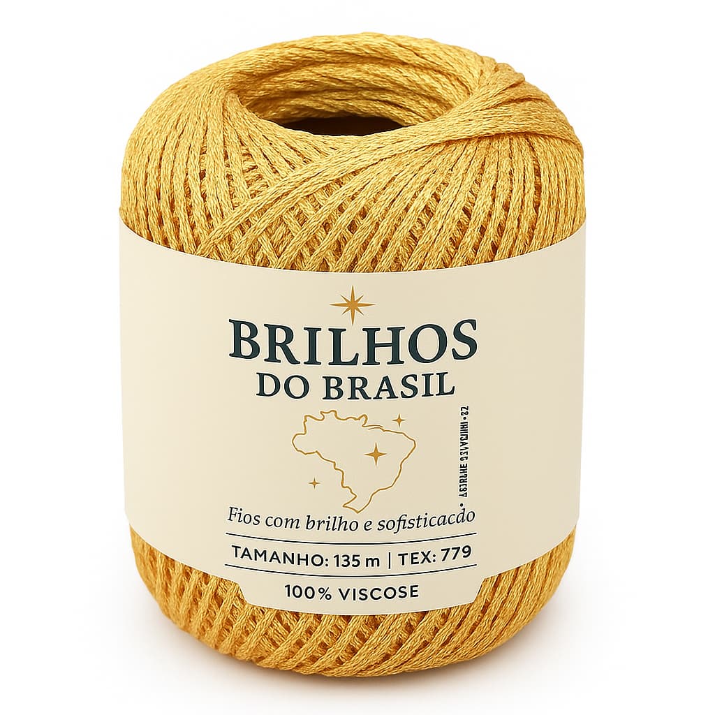 Linha Fio Dourado Luxo para sousplat Crochê Barbantes do Brasil Crochê 100g 135m