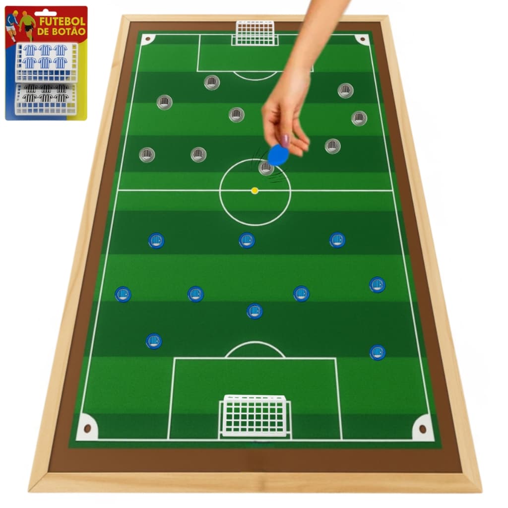 Tabuleiro Campo Futebol De Botão Com Times Para Diversão Em Familia Brincadeira Para Salão De Jogos Presente Aniversário
