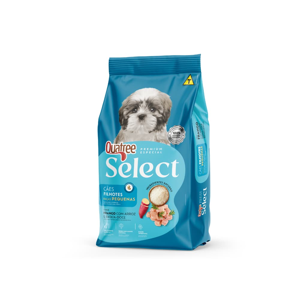 Ração Para Cachorro 1KG Alimento Quatree Select Filhote Tamanho Pequeno Sabor Frango Arroz Batata