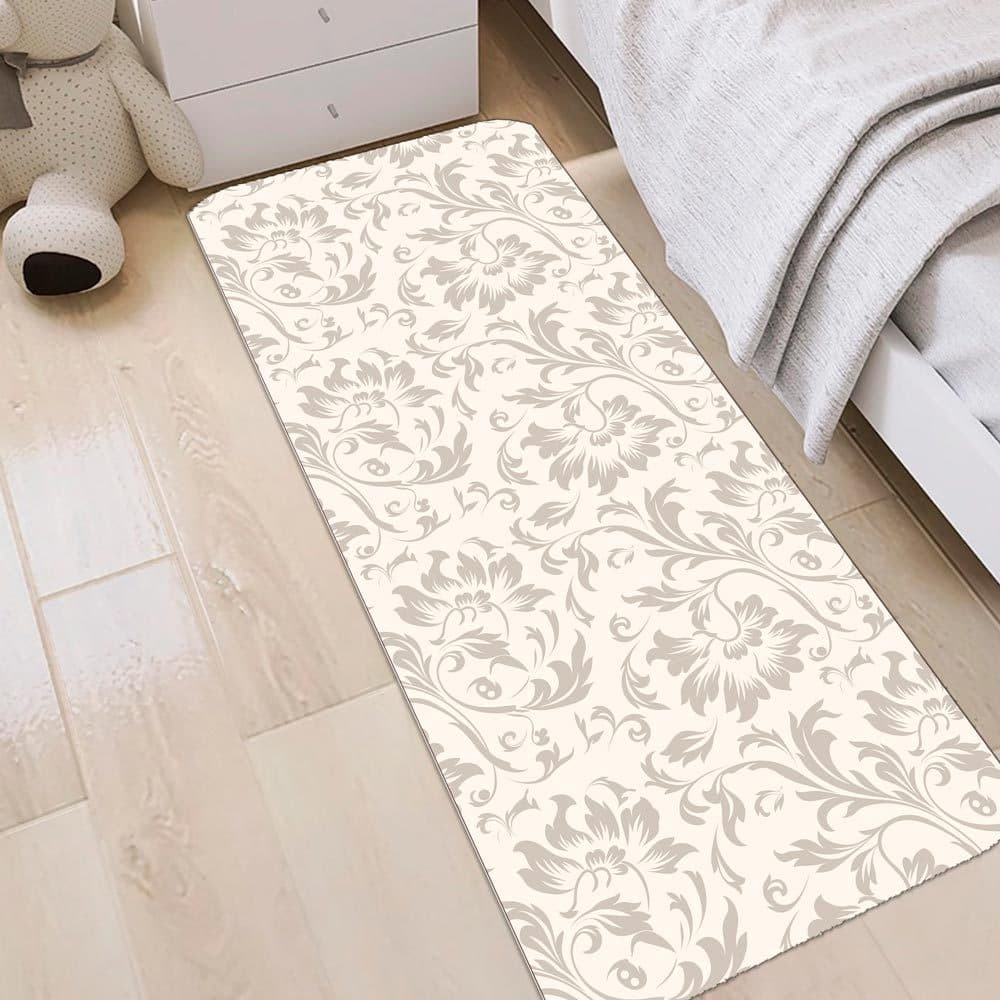 Tapete Passadeira 120X35cm Antiderrapante Sala, Quarto e Escritório-ARABESCO  BEGE