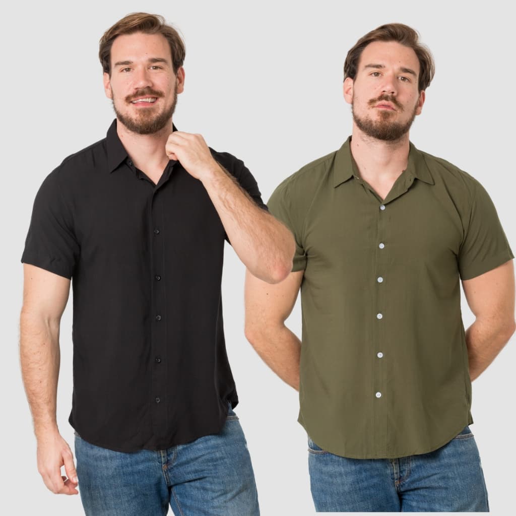 Camisa Slim Masculina Social Manga Curta Lisa Casual