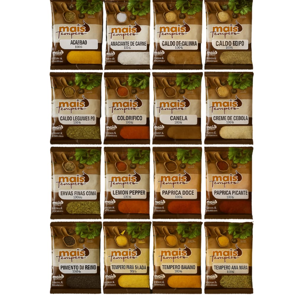 Kit 15 Temperos 50g cada, total de 750g Essenciais para Culinária Temperos e Condimentos