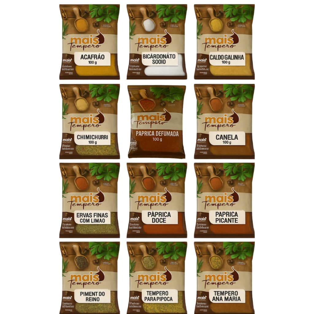 KIT 6 OU 12 TEMPEROS DE 100g CADA TOTALIZANDO 600G OU 1200G = 1,2KG Muito Mais Tempero Marca Oficial Mais Tempero