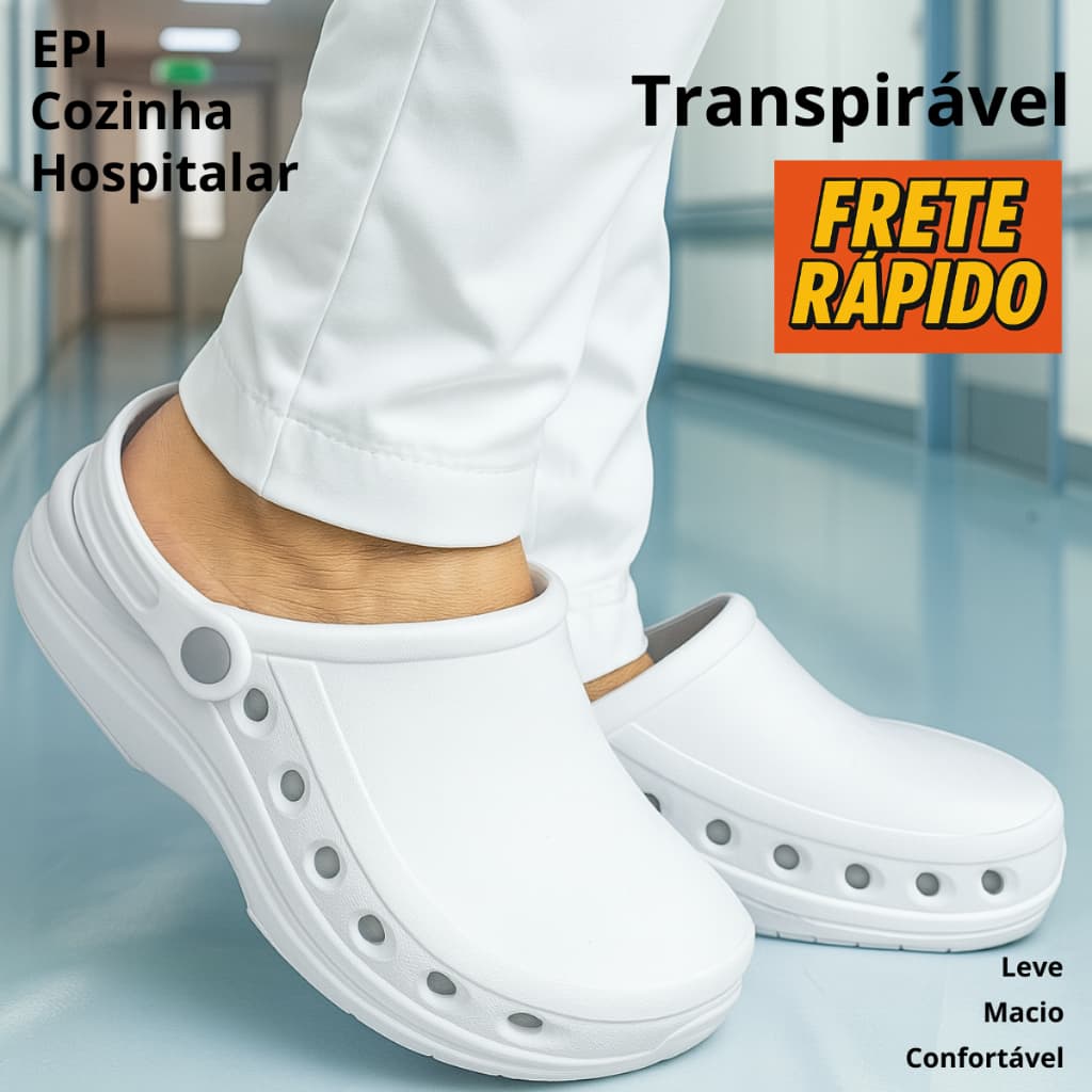 Sapato Fechado hospitalar Cozinheira Profissional Uniforme EPI Sapato Confortável Babuche Feminino