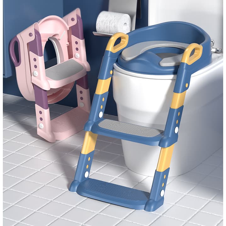Assento Redutor Infantil com Escada Dobrável | Degrau Antiderrapante para Vaso Sanitário Treinamento do Banheiro