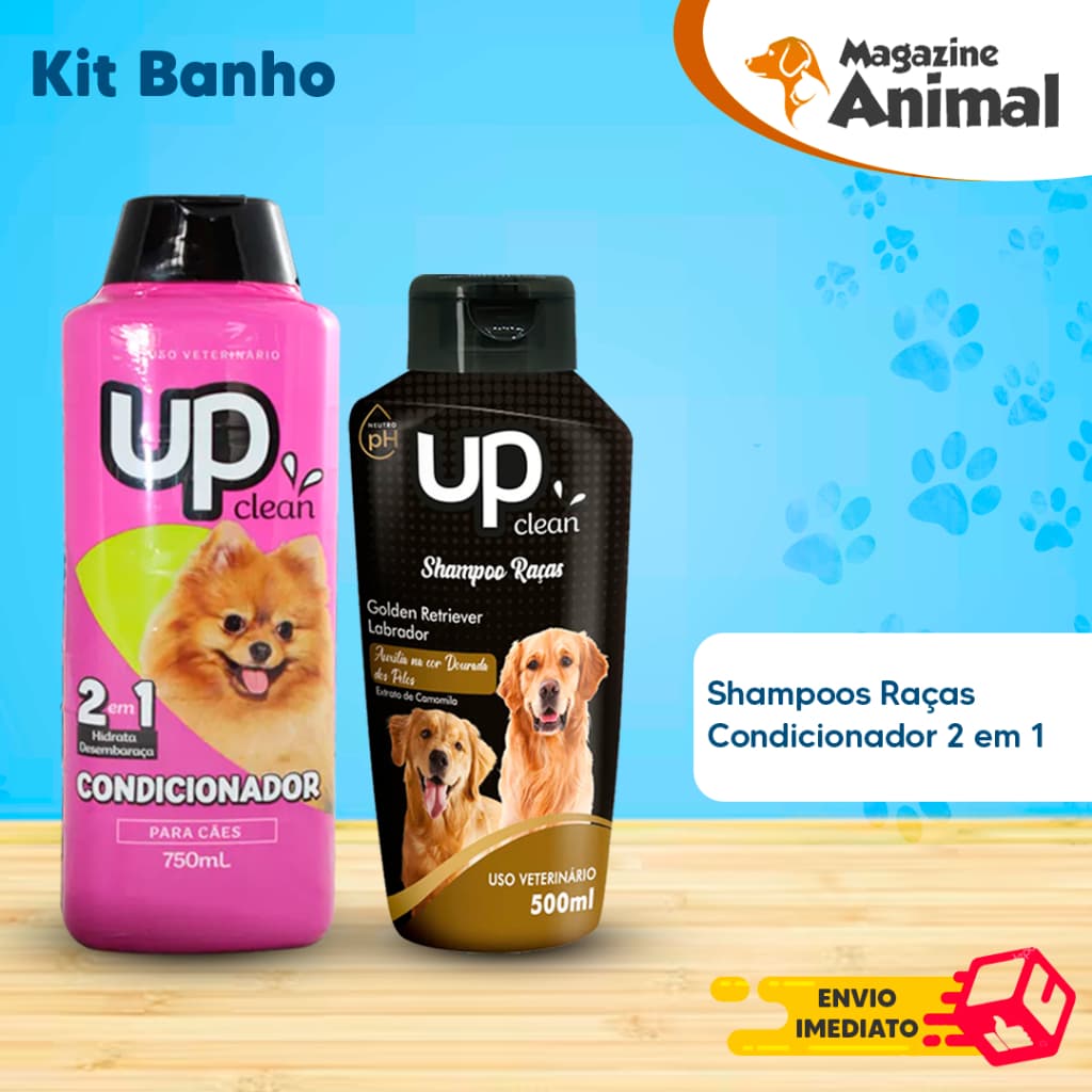 Kit banho Shampoo Para Cachorro pet Shampoo para cães Golden - Labrador 500ml + Condicionador 750ml