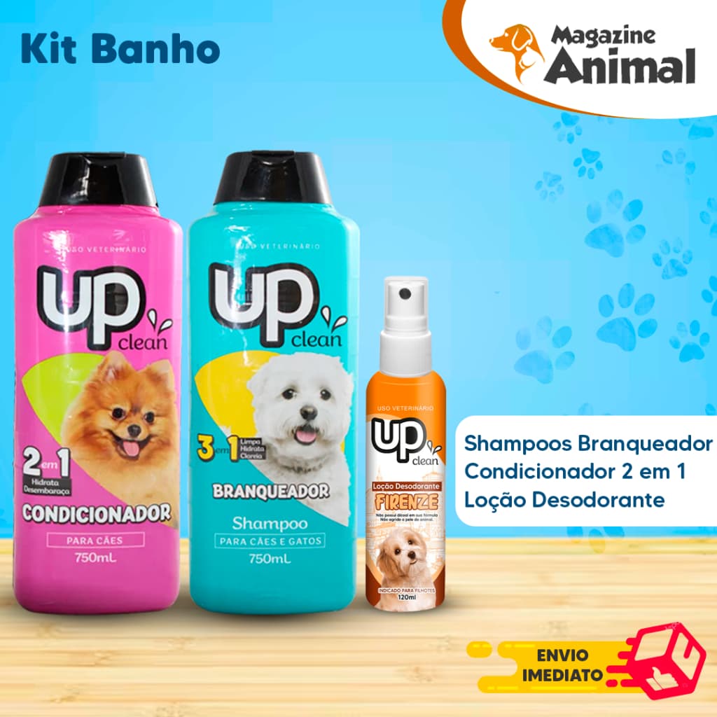 Kit Shampoo para cachorro shampoo Branqueador + Condicionador + Loção Firenze120ml