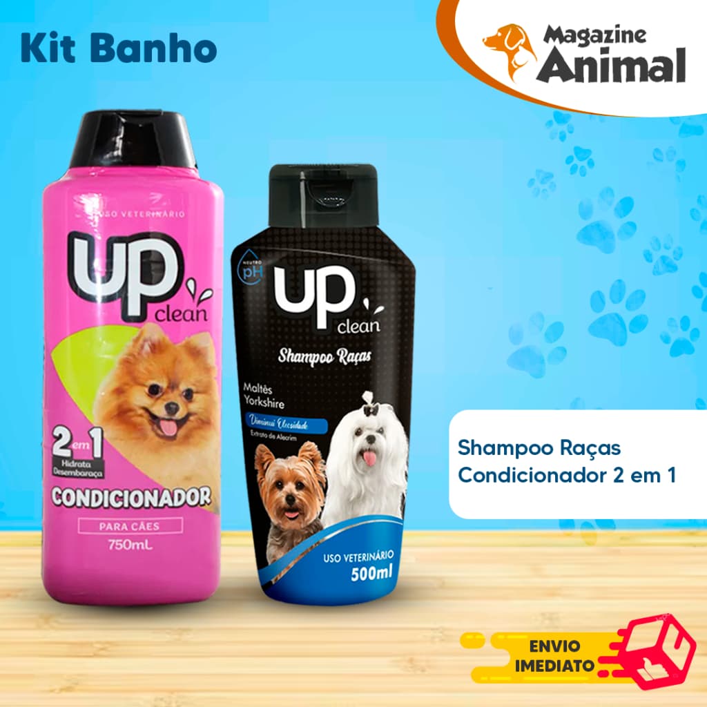 Kit banho Shampoo Para Cachorro pet Shampoo para cães Maltês - Yorkshire + Condicionador UP Clean