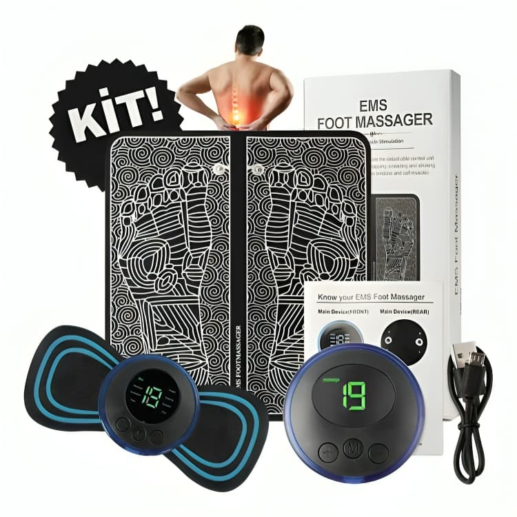 Kit Massageador Elétrico Tapete E Mini Massageador Elétrico Dor Pés E Musculares Massageador Pés e Pescoço Elétrico