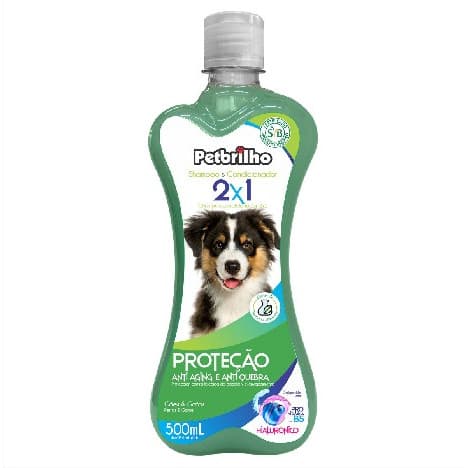 SHAMPOO 2 EM 1 PARA CÃES PET BRILHO 500ML