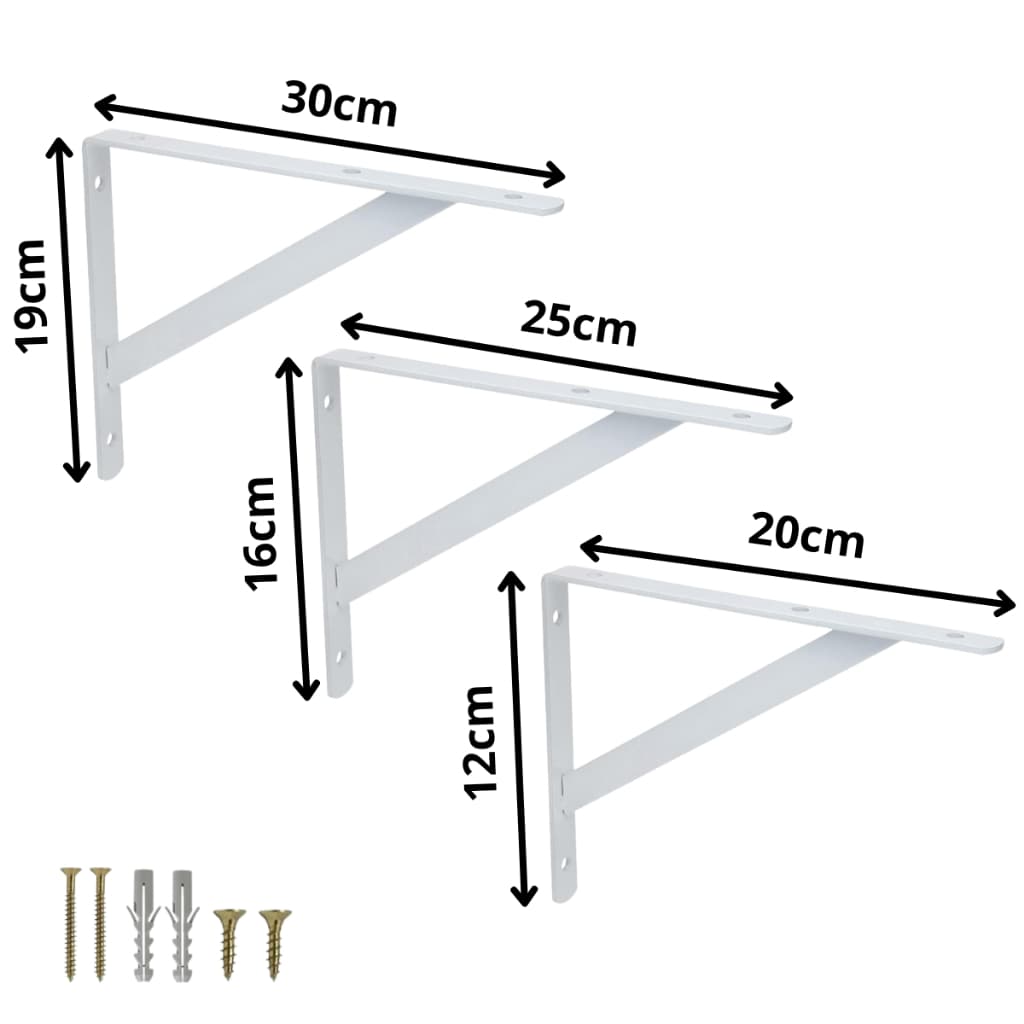 Kit Mão Francesa Suporte Para Prateleira Cantoneira Reforçado L Estante Parede 20cm - 25cm - 30cm